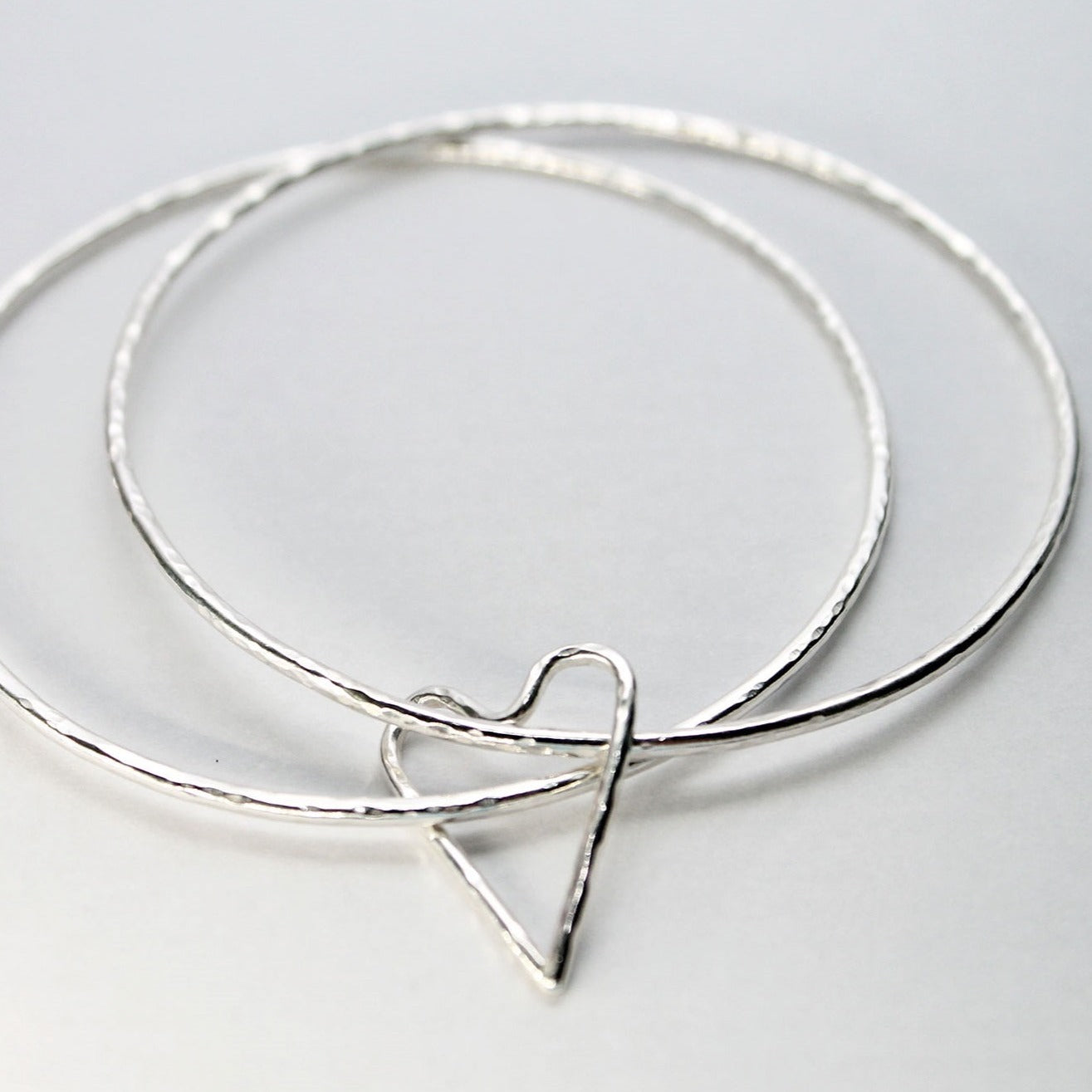 Double Bangle with Open Wire Heart