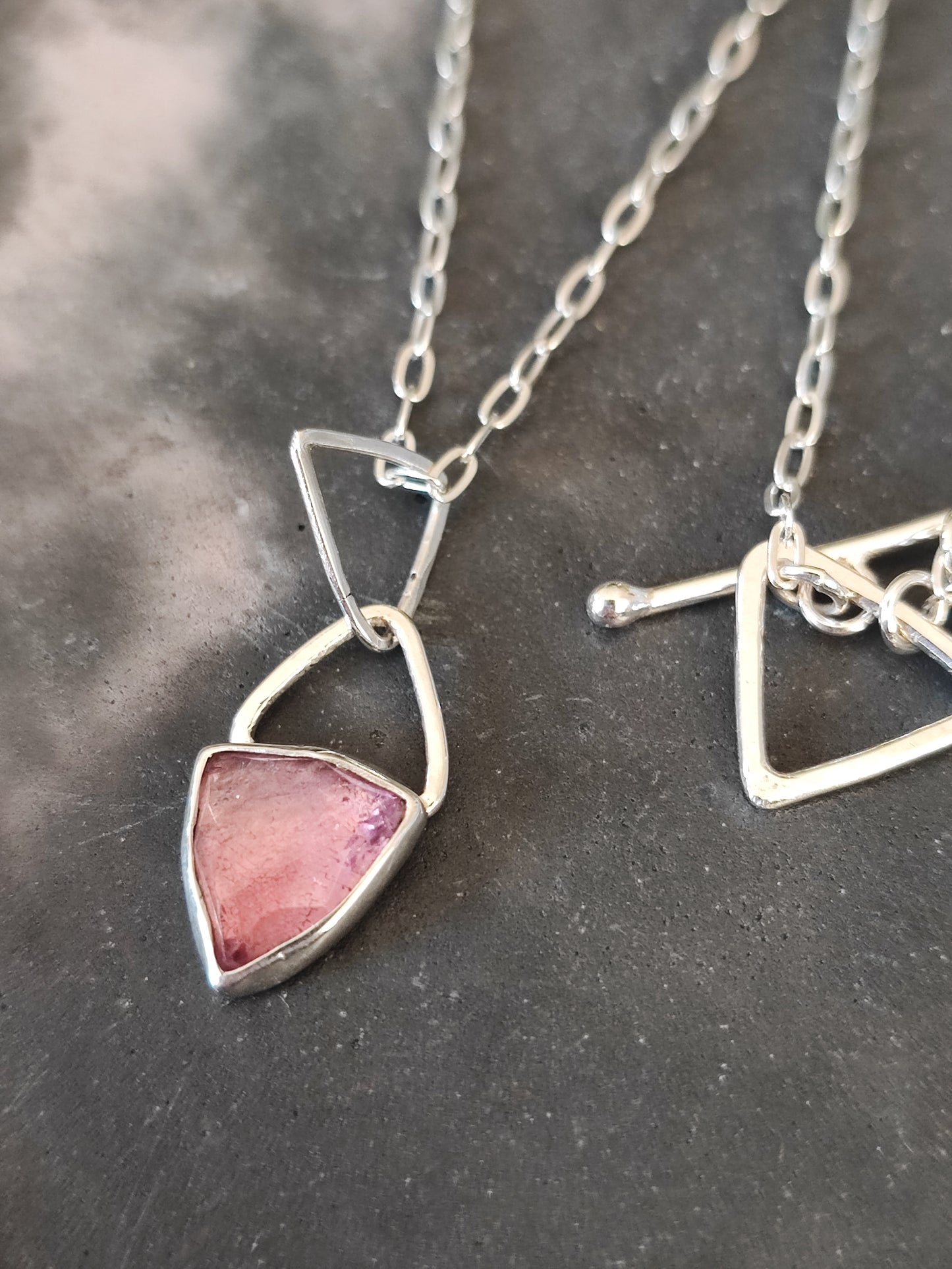 Light pink triangular 'Juicy' Tourmaline necklace
