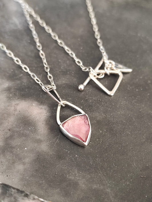 Light pink triangular 'Juicy' Tourmaline necklace