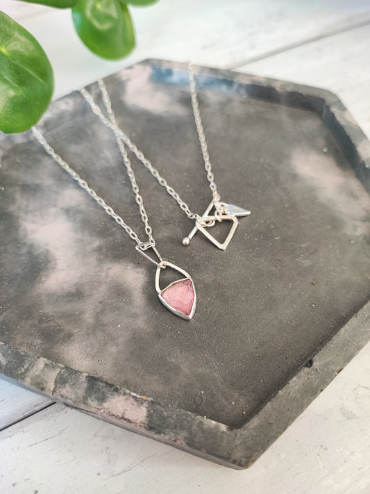Light pink triangular 'Juicy' Tourmaline necklace