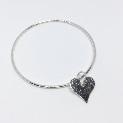 Large Hammered Heart and Ring Bangle