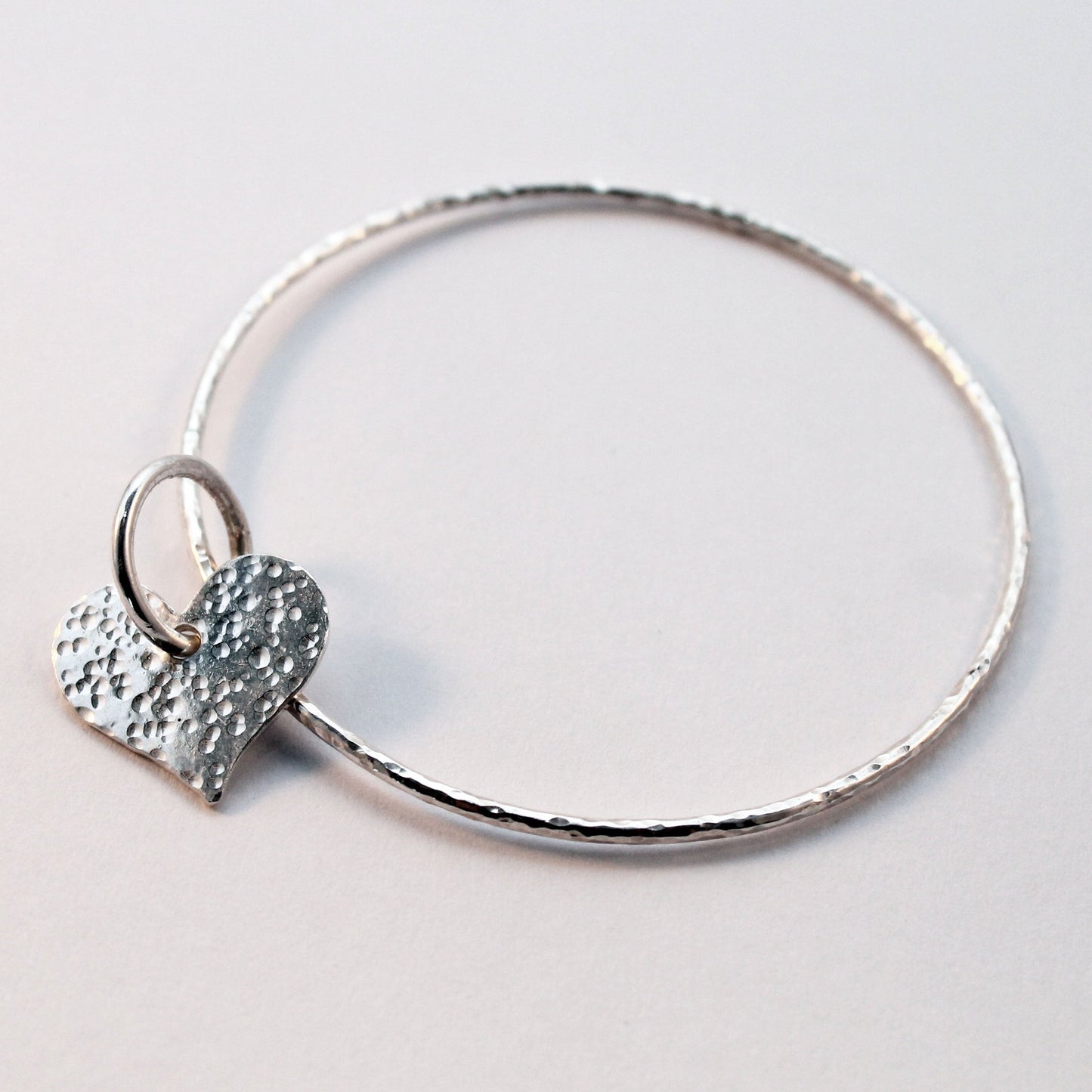Large Hammered Heart and Ring Bangle