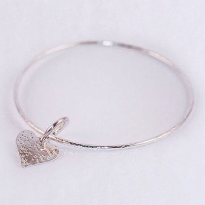 Large Hammered Heart and Ring Bangle