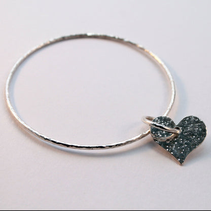 Large Hammered Heart and Ring Bangle