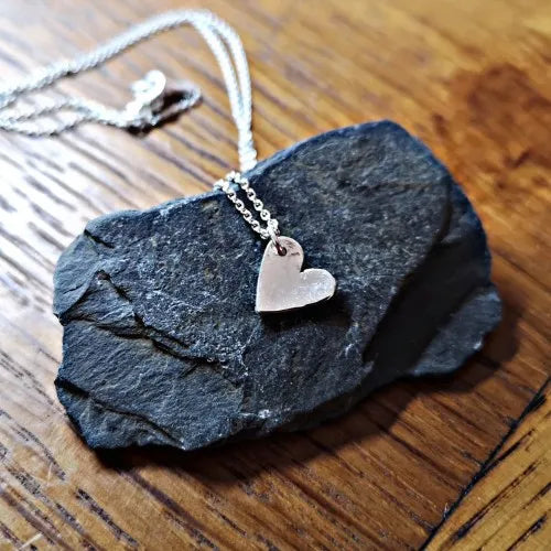 Mini Hammered Concave Heart Necklace