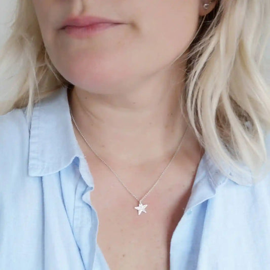 Mini Hammered Star Necklace