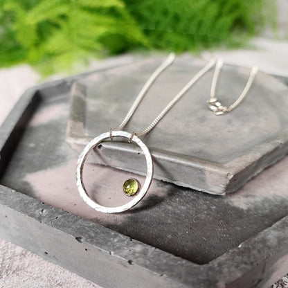 Stone-set Hammered Hoop Necklace