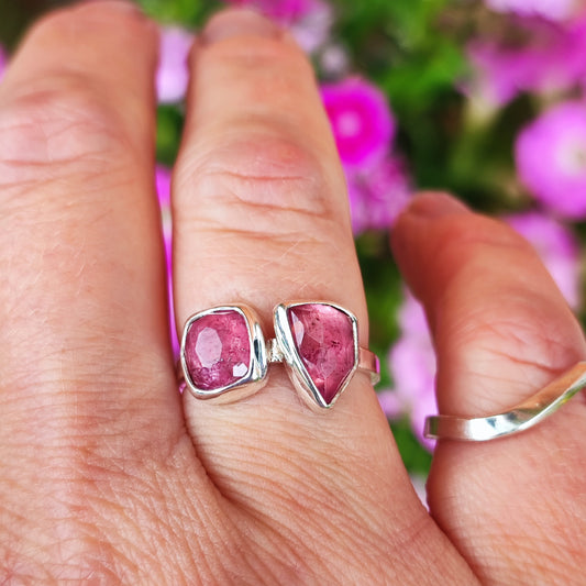 Double Juicy Pink Tourmaline Ring