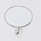 Solid Hammered Heart and Bead Bangle