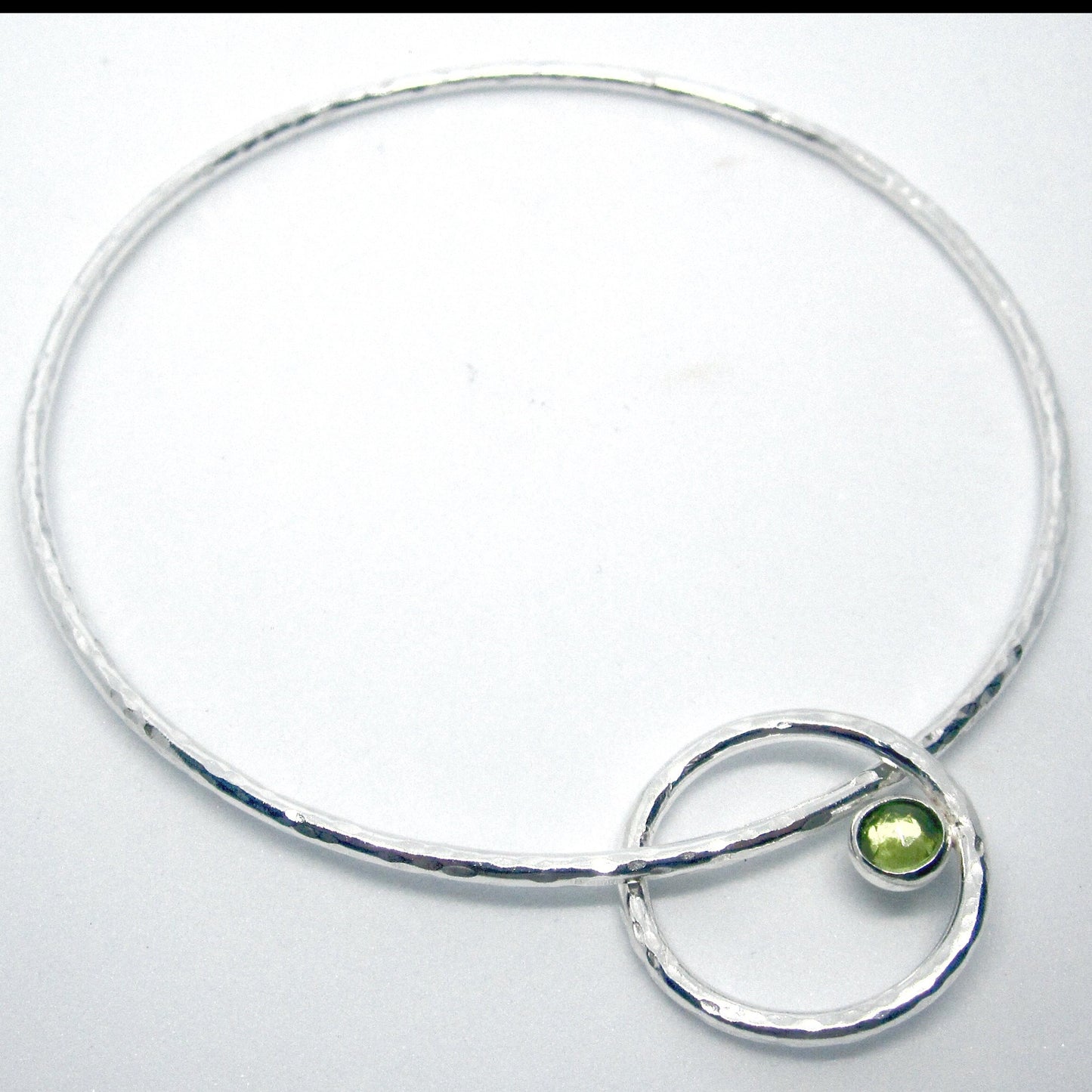 Stone Set Hammered Hoop Bangle