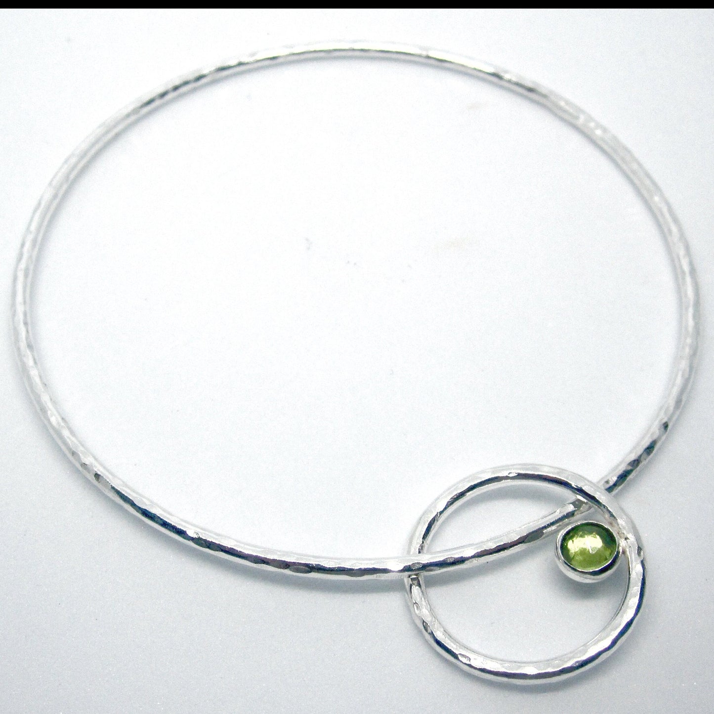 Stone Set Hammered Hoop Bangle