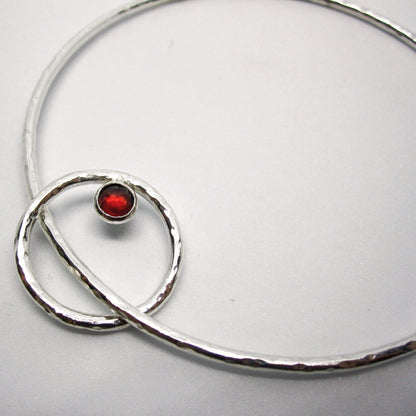 Stone Set Hammered Hoop Bangle