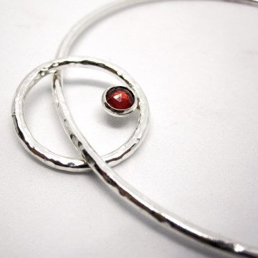 Stone Set Hammered Hoop Bangle