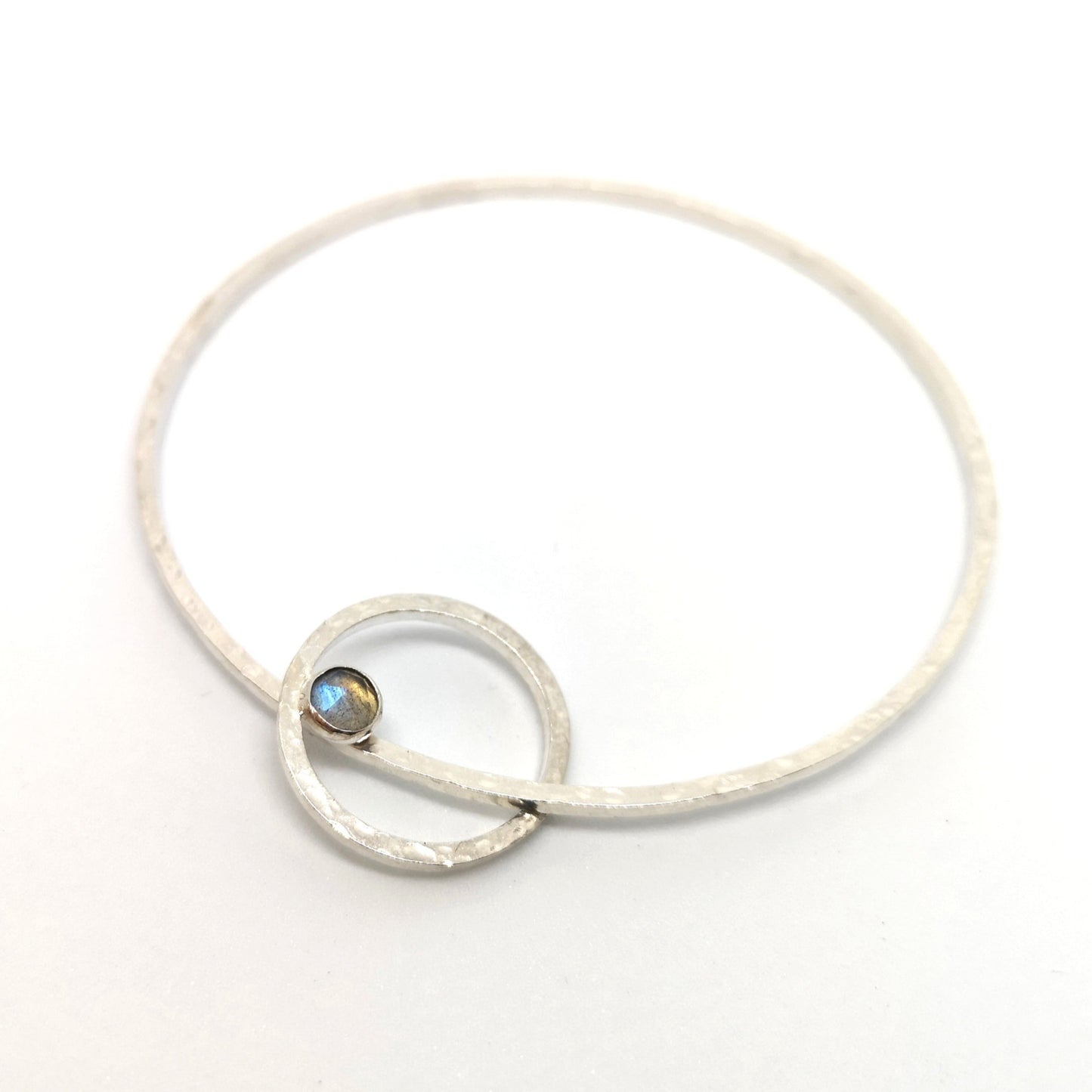 Stone Set Hammered Hoop Bangle