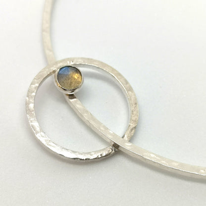 Stone Set Hammered Hoop Bangle