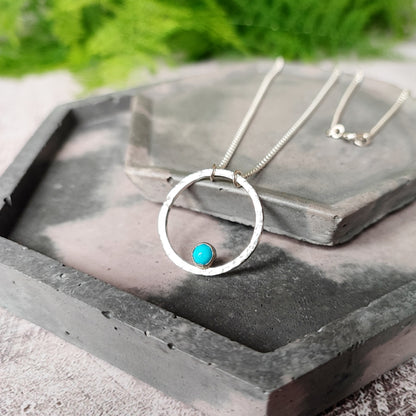 Stone-set Hammered Hoop Necklace